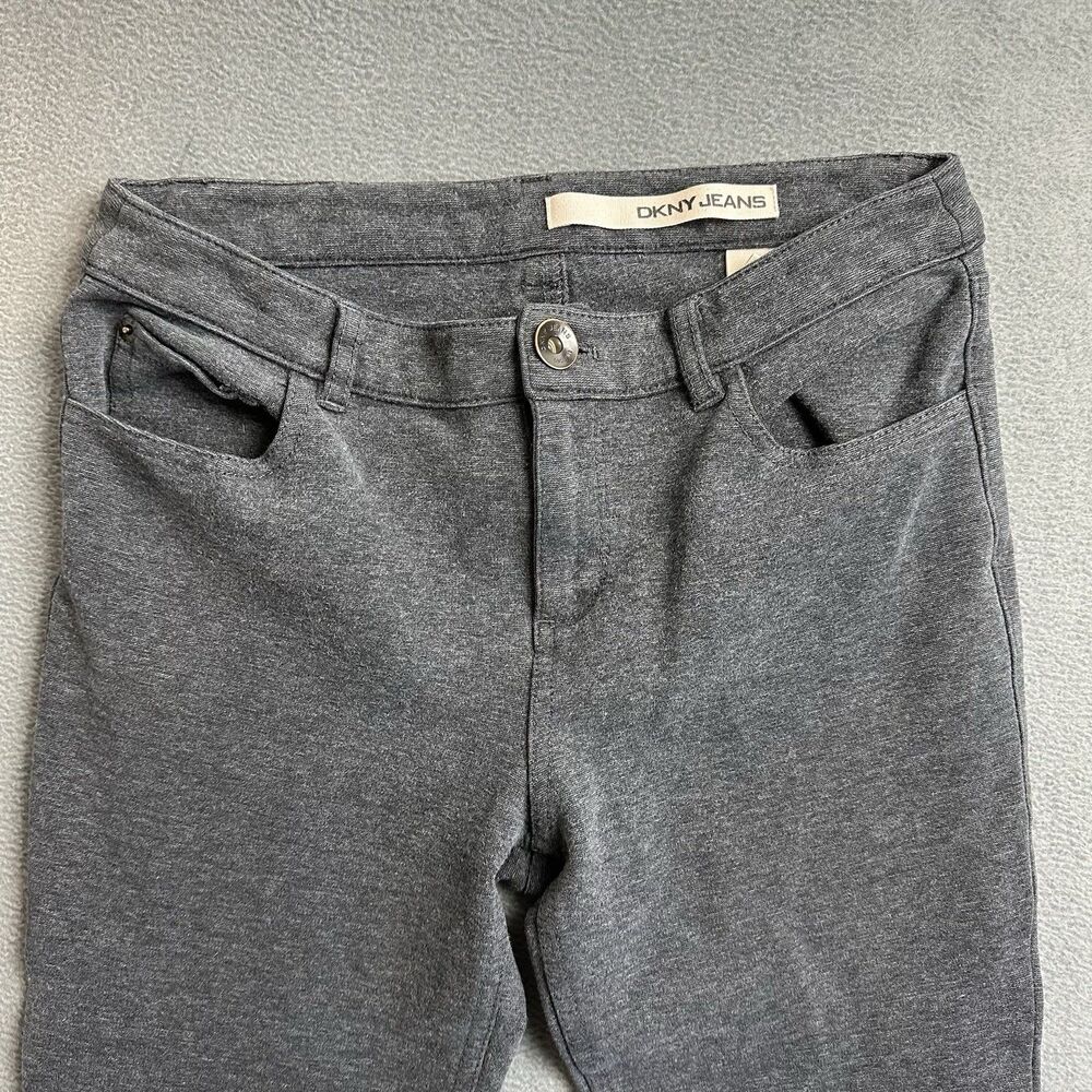 DKNY Jeans Womens 4 Pants Gray Straight Knit Stretch Mid Rise Casual EUC - Picture 3 of 11